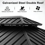 ABCCANOPY 12x20 Hardtop Gazebo - Outdoor Metal Gazebo with Galvanized Steel Roof, Permanent Aluminum Pavilion with Netting and Curtain for Patio, Lawn, Garden (Double Roof, Gray) ABCCANOPY