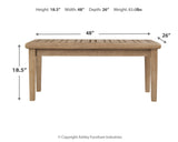 Signature Design by Ashley Gerianne Outdoor Rectangular Eucalyptus Wood Slat Top Coffee Table, Beige Signature Design by Ashley