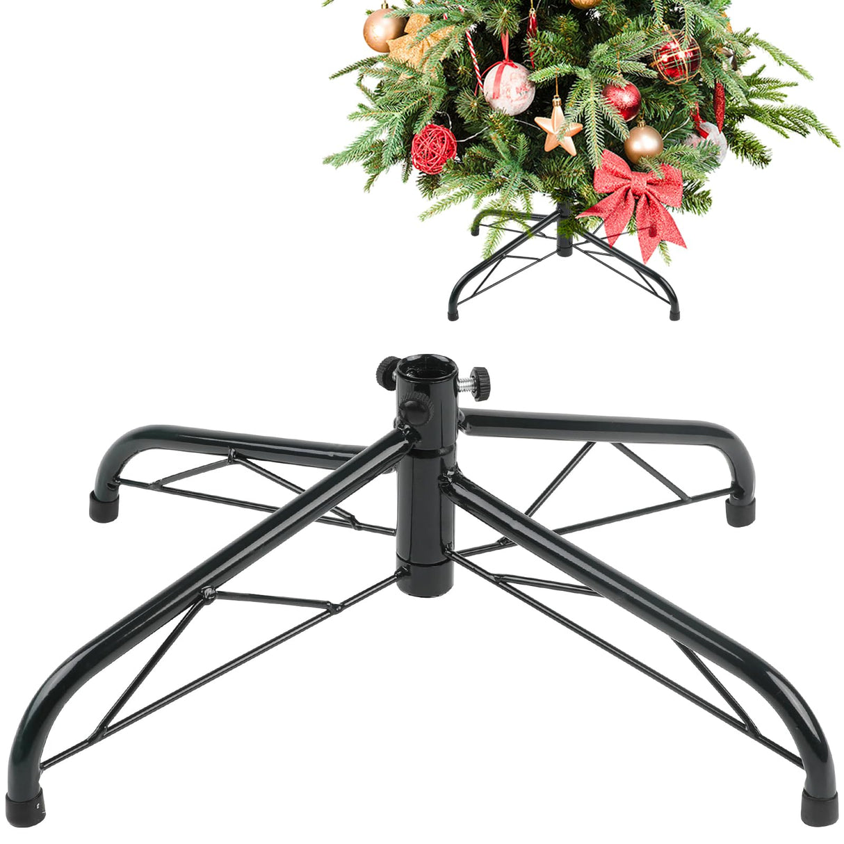 CCINEE Metal Christmas Tree Stand, Universal Folding Xmas Tree Stand 15.7 Inch Replacement Tree Stand Base for 3 Ft to 6 Ft Christmas Artificial Trees Fake Tree, Green CCINEE