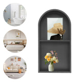 Stainless Steel Shower Niche 12" X 24", Recessed Wall Niche Arched for Shower Wall, No Tile Needed Bathroom Arched Niche Double Shelves Recessed Shower Shelf (Black) WPORDE