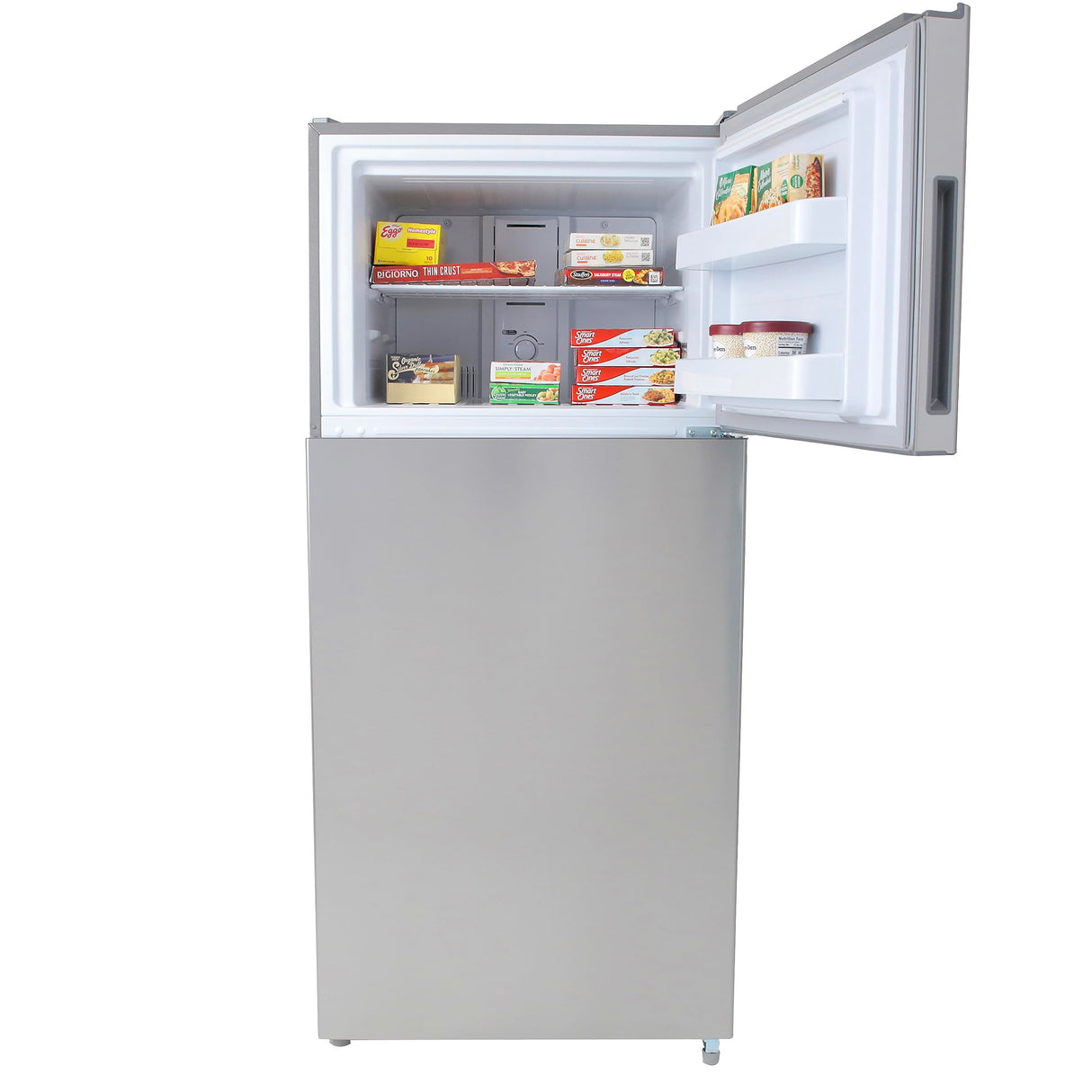 West Bend Apartment Refrigerator Freestanding Dual Door Design Fridge with Top Freezer, Adjustable Electronic Control and Frost Free Defrost, for Condo, House, Small Kitchen Use, 18-Cu.Ft, Metallic West Bend