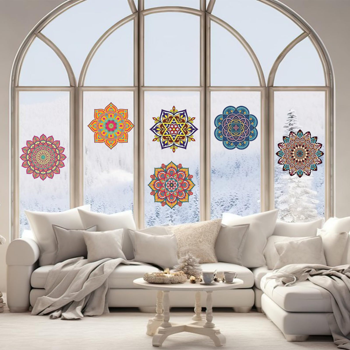 Mandala Designs Suncatcher Window Art Kit, 12 Pcs DIY Window Clings with MarkersYour Own Stained Glass Mandala Art Kit for for Home Decorations Perfect Hobby for Women, Elderly Gorofit