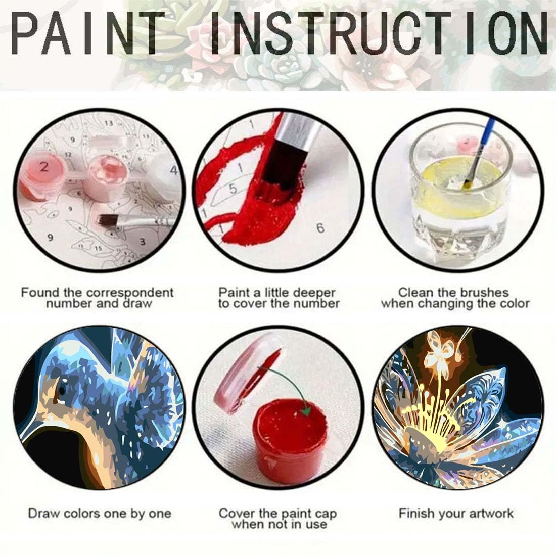 SHICERNHJ DIY Hummingbird Paint by Numbers Kit for Adults Beginner,Birds Flowers Paint by Number Kits for Adults, Acrylic Paint by Number On Canvas for Home Wall Decor 16 X 16 Inch SHICERNHJ