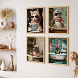 ZXQL 4 Pack Paint by Numbers Kit for Adults, Funny Bathing Animal DIY Adult Paint by Number Kits Pack Beginners Easy Acrylic On Canvas for Painting Home Decor Creative Wall Art 24x30 inches (mm-1) ZXQL