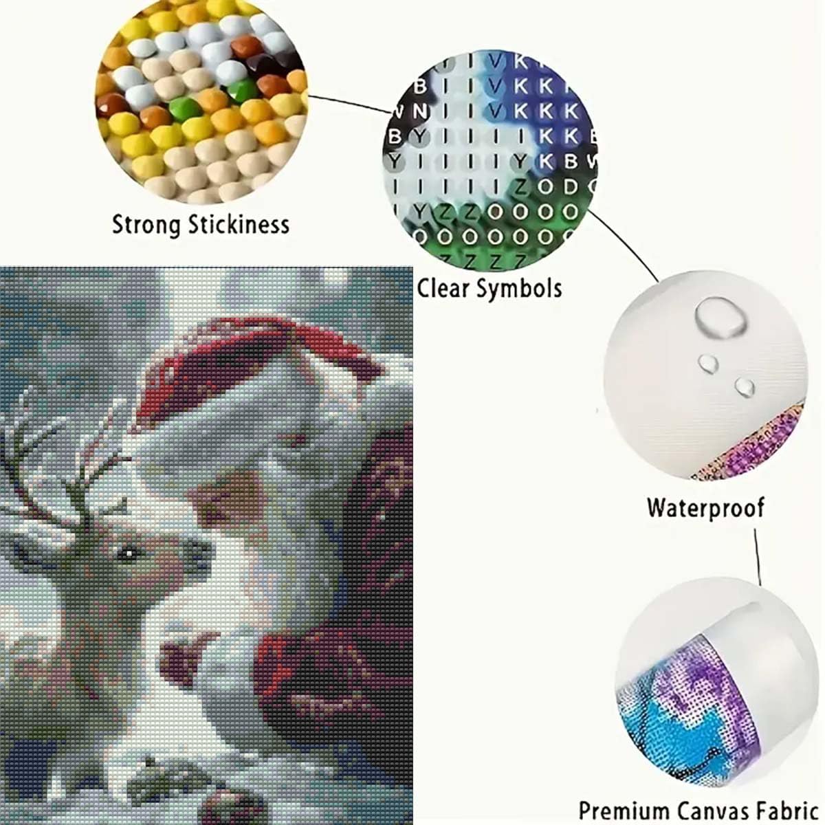 5D Christmas Diamond Art Kits for Adults, Santa Claus and his Little Deer Diamond Painting Kits,DIY Round Full Drill Diamond Dots Gem Art Painting for Home Wall Decor 12 X 16 Inch GEMFAMILY