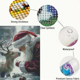 5D Christmas Diamond Art Kits for Adults, Santa Claus and his Little Deer Diamond Painting Kits,DIY Round Full Drill Diamond Dots Gem Art Painting for Home Wall Decor 12 X 16 Inch GEMFAMILY