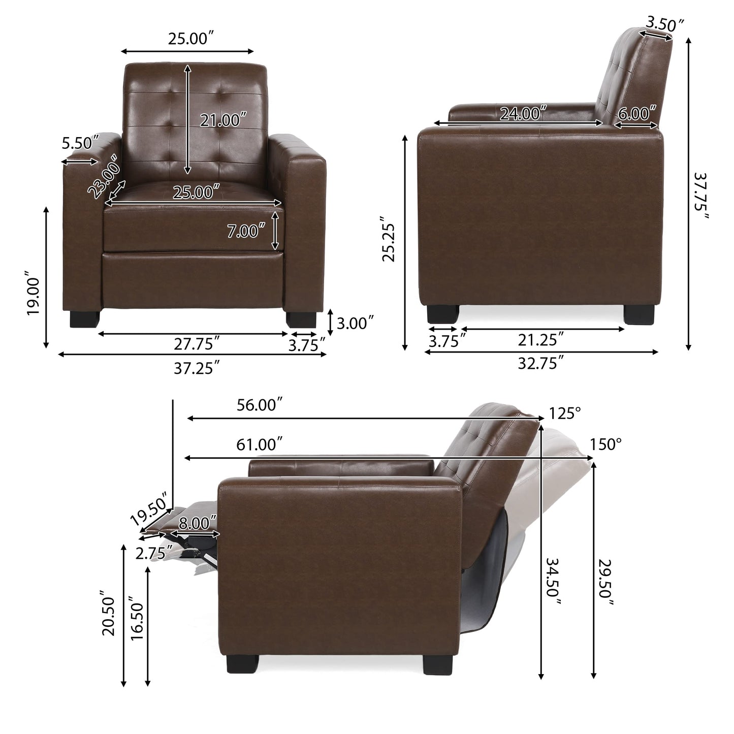 Christopher Knight Home Craigue Recliner, Dark Brown - WoodArtSupply