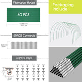 60 PCS Greenhouse Hoops Grow Tunnel 10 Sets of 8.5 FT Long Garden Hoops Kit, RIFNY Rust-Free Fiberglass Raised Beds Hoops for Garden Netting, DIY Garden Support Hoops Arch Frame RIFNY