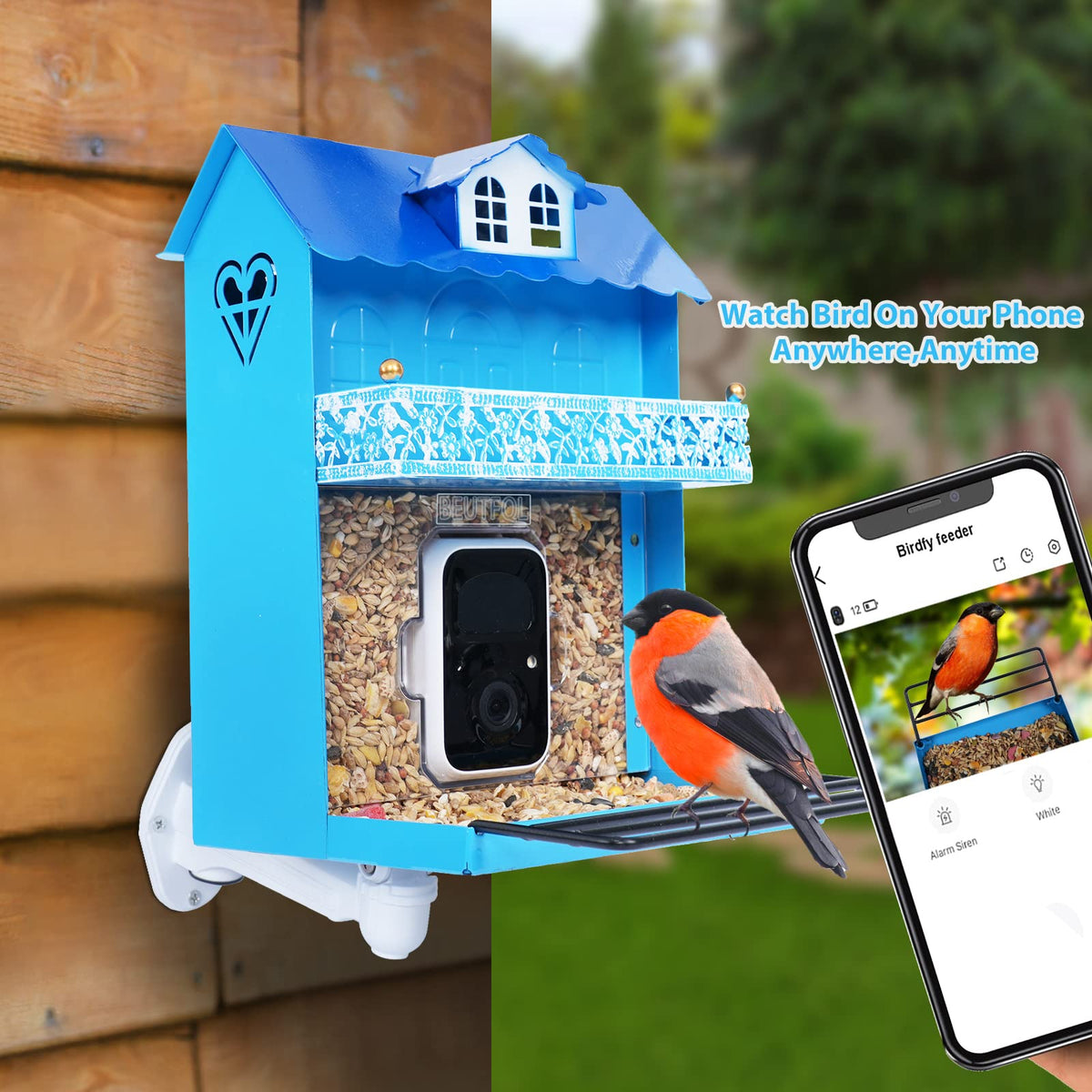 Smart Bird Feeder with Camera.Auto Capture Bird Videos & Bird Motion Detection,Wireless App Notification,Bird House Camera,Lifetime 32G Free Space.Idea Gift AMOEJOV