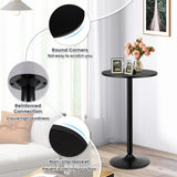 Furniga 24” Round Top Pub Bar Table, 40” Height Cocktail Table w/Metal Base & MDF Tabletop, Modern Circular Bistro High Table for Dining Room Living Room Kitchen Restaurant Home Bar, Black (1) Furniga