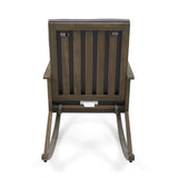 Merax Gray Wooden Rocking Chair Recliner Lounge Chair with Cushions for Outdoor Patio, Garden and Balcony Merax