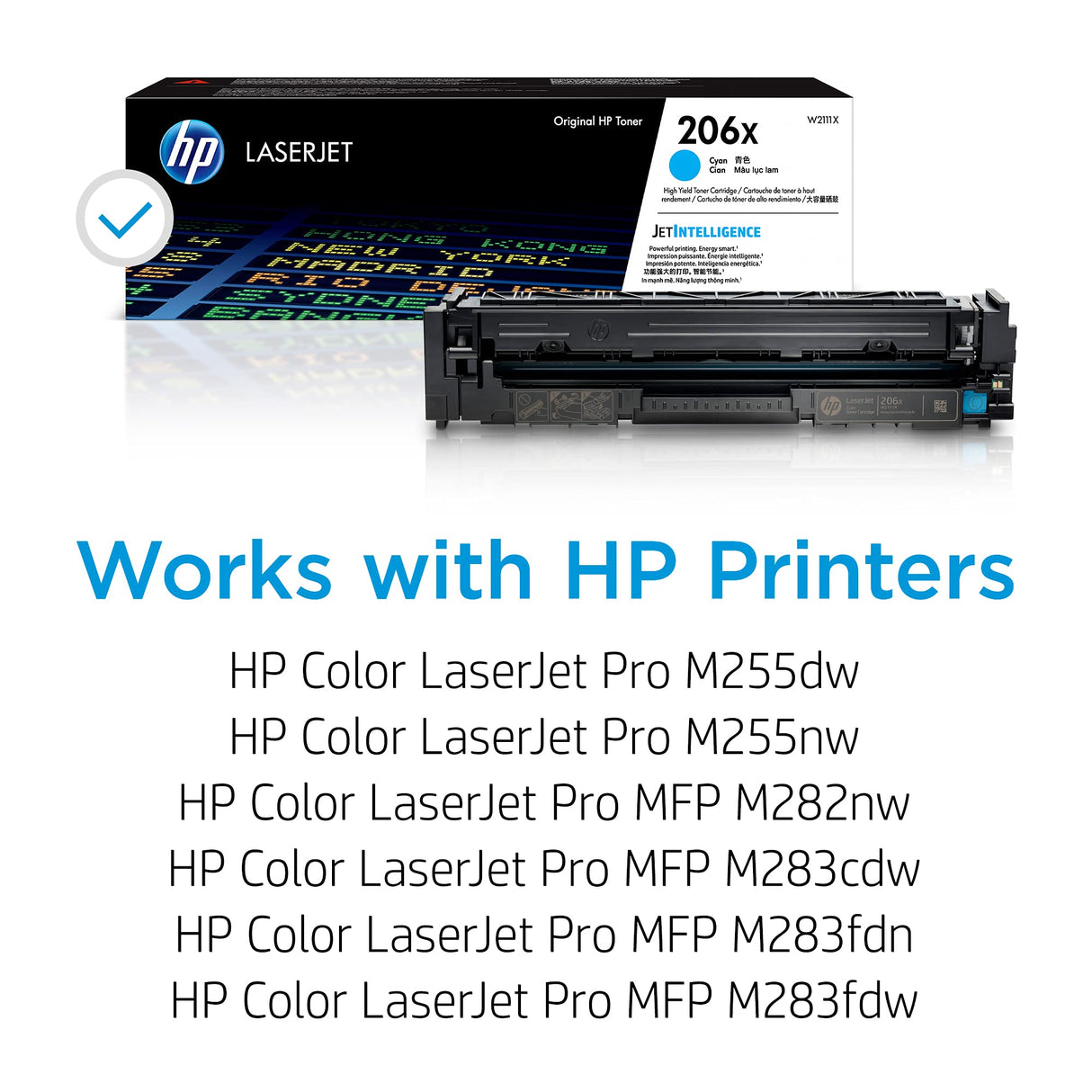 HP 206X Cyan High-yield Toner Cartridge | Works with HP Color LaserJet Pro M255, HP Color LaserJet Pro MFP M282, M283 Series | W2111X HP