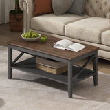 ChooChoo Oxford Coffee Table, Wooden Coffee Table with Thicker Legs, Black Coffee Table with Storage for Living Room ChooChoo
