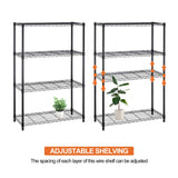Heavy Duty Metal Storage Shelves - 4 Tier Wire Shelf with Wheels, 36" L x 14" W x 54" H, Adjustable Layer Rack, 1000 LBS, Black Hudada
