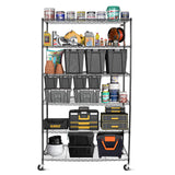 WDT 6 Tier Shelf Shelving Unit with Wheels,Adjustable Metal Shelves for Storage, NSF Black Wire Shelving Rack, 2100Lbs Capacity Heavy Duty Shelving Storage Shelves for Kitchen Garage,47" Dx17 Wx80 H WDT