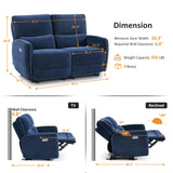 MCombo 60" Wall Hugger Power Loveseat Recliner Sofa with Adjustable Headrest, RV Reclining Loveseat with USB and Type C Charge Ports for Living Room 6924 (Navy Blue) MCombo