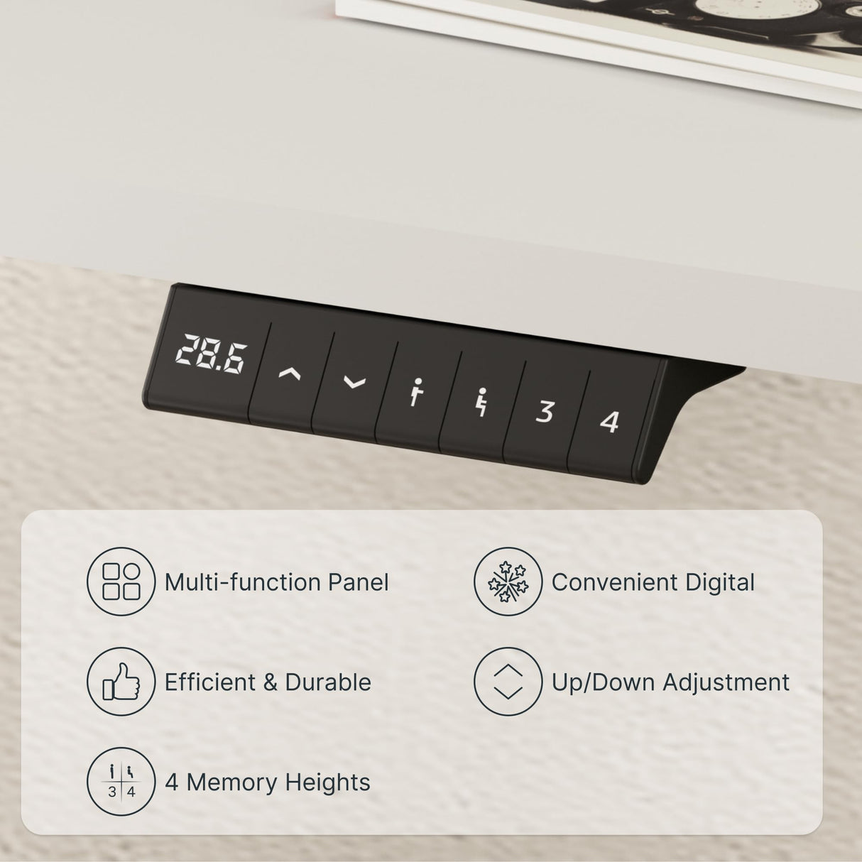 FLEXISPOT EN2 Whole-Piece Standing Desk with Clamp Power Strip, 55 x 28 Electric Stand Up Height Adjustable Desk with Cable Management (White Frame + 55" White Top,2 Packages) FLEXISPOT