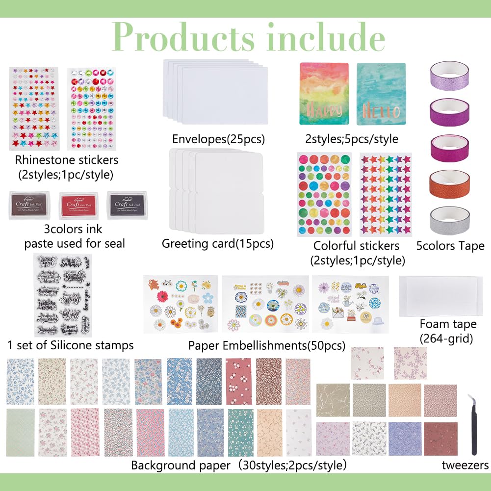 WEBEEDY 25 Sets DIY Greeting Card Making Supplies Daisy Theme Card Making Kit 3 Styles Blank Cards and Envelopes Stickers with Stamp Set for Birthday Wedding Congratulation Thanksgiving Mother's Day WEBEEDY