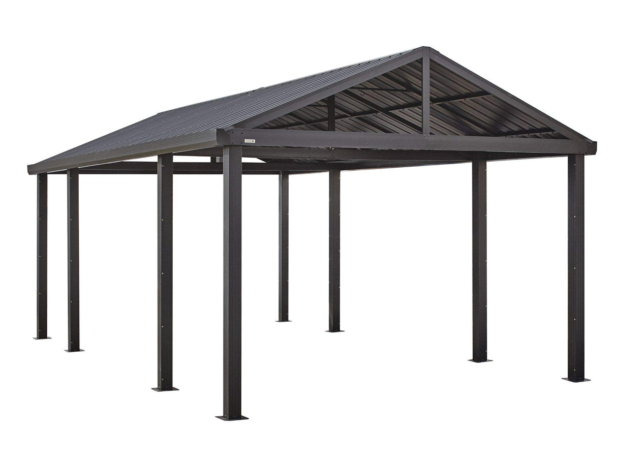 Sojag 20' x 12' Samara Carport with Aluminum Frame and 10' High Galvanized Steel Roof for Easy Drive Through Access Sojag