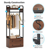 Tribesigns Freestanding Closet Organizer Small Clothes Rack Coat Rack with Drawers and Shelves, Heavy Duty Small Garment Rack Industrial Hall Tree for Hallway, Entryway, Bedroom Tribesigns