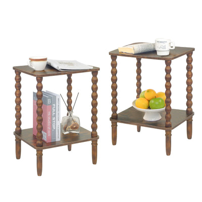 Fultyle Side Tables Set of 2, Small End Table with Storage Shelf, Night Stand Set 2 Bedside Tables for Living Room, Bedroom, Office and Small Spaces (Rustic Brown)