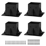Neorexon Pergola Bracket Kit Elevated Wood Stand Kit Woodwork 4" x 4" (Actual 3.5" x 3.5"), Solid Steel Wooden Gazebo Kit for Outdoor, DIY Pergola Hardware Kit 4 PCS Base Brackets Neorexon