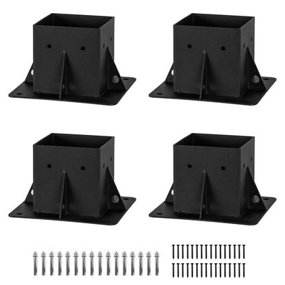 Neorexon Pergola Bracket Kit Elevated Wood Stand Kit Woodwork 4" x 4" (Actual 3.5" x 3.5"), Solid Steel Wooden Gazebo Kit for Outdoor, DIY Pergola Hardware Kit 4 PCS Base Brackets - WoodArtSupply