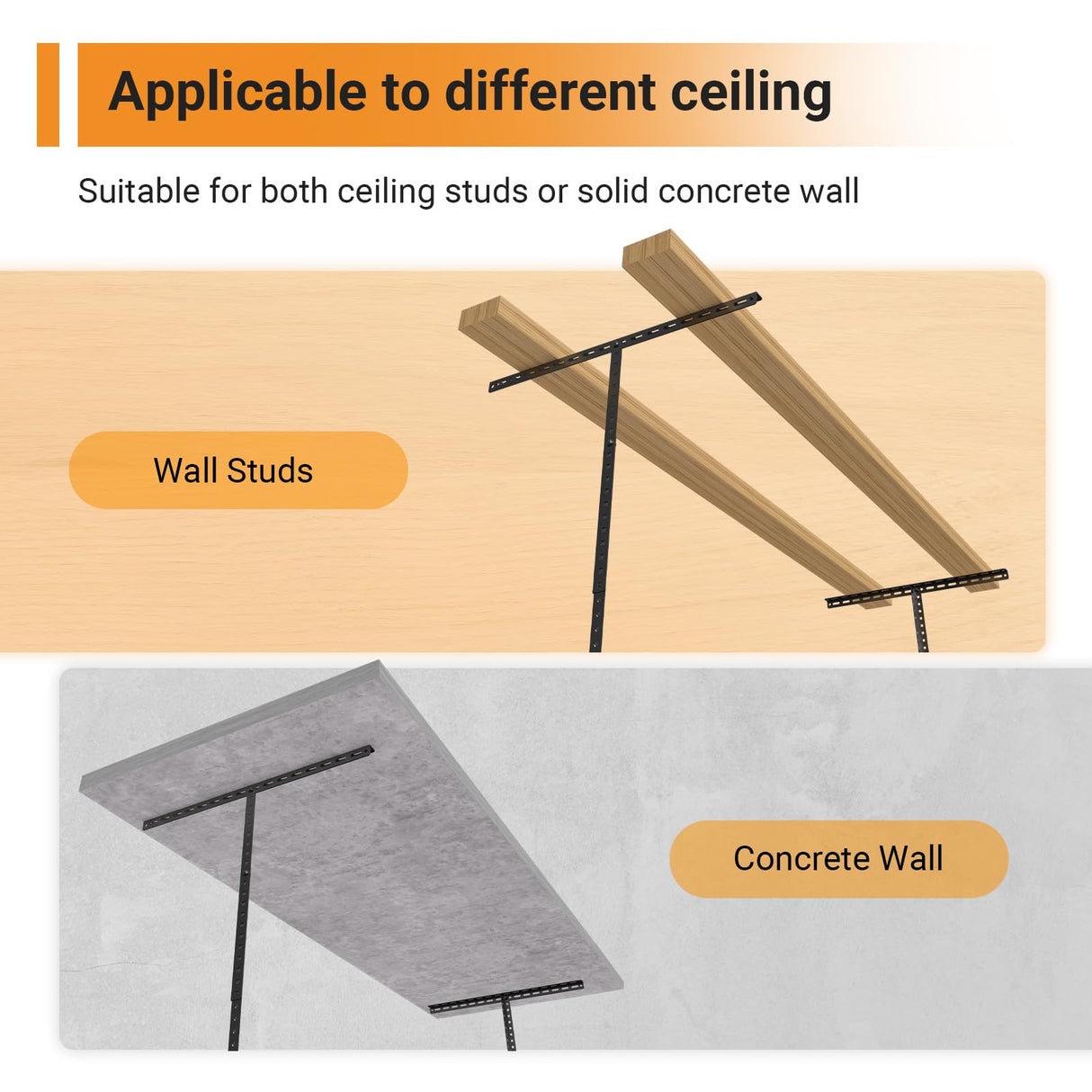 eShelf 4x6ft Overhead Garage Storage Rack, Heavy duty metal garage ceiling storage rack, 22''-40" Adjustable Ceiling Dropdown, 450lbs Loading Weight Capacity, Black eShelf