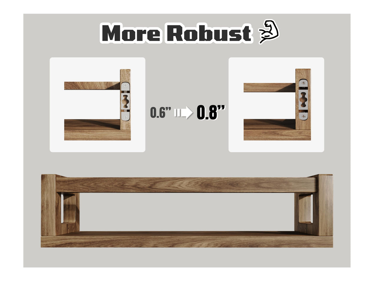 TidyCorner Upgraded Thick Floating Shelves - Multi-Use Wall-Mounted Bookshelves for Kids and Nursery, Ideal for Books, Toys, Spice Rack, Decor - Walnut Brown TidyCorner