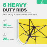 JEAREY 7.5FT Patio Umbrella Market Table Umbrella with 6 Sturdy Ribs, Push Button Tilt/Crank Outdoor Umbrella for Garden, Deck, Backyard, Pool and Beach,Yellow JEAREY