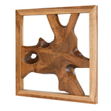 JOLLYMER Live Edge Teak Wood Wall Decor, Rustic Wooden Wall Art, Handcrafted Home Decoration for Living Room Bedroom Office, 17"x17" Natural Frame JOLLYMER