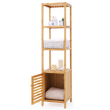 SONGMICS Bamboo Bathroom Storage Floor Cabinet, 4 Tiers Multifunctional Floor Shelving Unit, Free Standing Tower Corner Rack, Natural UBCB50Y SONGMICS