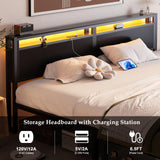 Homieasy Black King Size Bed Frame with LED Headboard, 2 Storage Drawers, and Noise-Free Design Homieasy