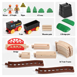 Asweets Wooden Train Set for Toddler,40 Piece with Train Track Electric Operated Fits Thomas,Brio,Melissa and Doug Magnet Battery Train Toy for 3 4 5 Asweets