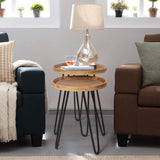 Oakrain Nesting Tables for Living Room, Round Nesting Coffee Table, Farmhouse End Tables Living Room Set of 2, Wood Side Tables Set of 2 for Sofa, Bedroom WoodArtSupply