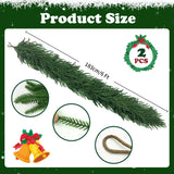 6 Ft 2 Pcs Artificial Norfolk Pine Garland, Real Touch Green Faux Greenery Garland for Christmas Table, Mantle, Wall, Fireplace, Indoor Outdoor Holiday Decor IPOOLTENG