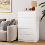 OtterOasis White Wood Dresser for Bedroom, 5 Drawer for Clothes Storage, Modern Dresser with Wide Drawers, Wide Wooden Chest Drawers for Living Room, Entryway, TV Stand OtterOasis