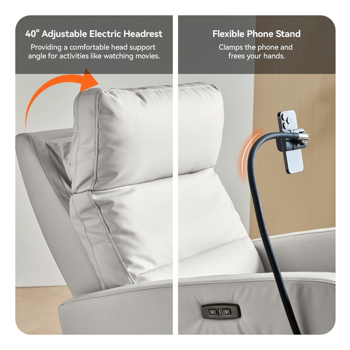 AIRSKY Power Recliner Chair, Oversized Swivel Rocker Recliner, Electric Recliner Chairs for Adults, Nursery Rocking Chairs, Lazy Boy Recliner Chair, P2 (Gray White) AIRSKY