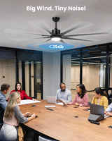 72 Inch Large Industrial Ceiling Fan with Light and Remote-8 Aluminium Blades Ceiling Fan with Energy Efficient DC Motor,Reversible Airflow-Ideal for Living Room,Patio,Garage,and Commercial Spaces Hisummer
