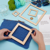 FINGERINSPIRE 4 Pcs Square Wood Knitting Gauge Rulers 0.78/3/5.5/7.3inch Wooden Knitting Gauge Swatch Ruler Knitting Heedle Gauge Measuring Tool Sets for Crochet Measurement Tool for Knitters FINGERINSPIRE