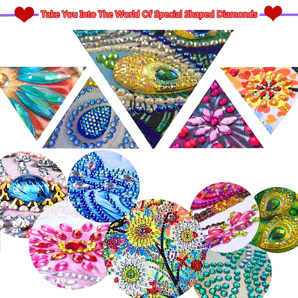 2 Pcs Diamond Painting Tassels Bookmarks Art 5D DIY Rose and Peacock Kits Leather Bookmark for Graduation Anniversary Birthday Christmas Kids Adults Beginners Miyolo