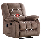 IOMOR Massage Recliner Chair with Heat and Massage, Soft Fabric Ergonomic Manual Reclining Chairs, Heavy Duty Reclining Sofa Chair with Side Pockets for Living Room (Tan) IOMOR