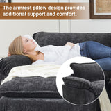 VINGLI 87" Convertible Sectional Sofa,L-Shape Deep Seat Sofa Couch for Living Room,Modern Chenille 2 Seat Loveseat Sofa with Ottoman for Small Space(Black, 87") VINGLI