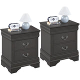 Yaheetech Fully-Assembled Nightstands Set of 2, 2-Drawer Nightstands Large Classic Bedside Tables with Storage, Wooden Painted Storage Cabinet for Bedroom, 21.5″L×16″W×24.5″H, Rustic Gray Yaheetech