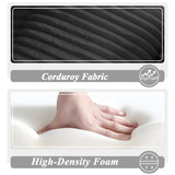 50" Boneless Couch, Oversized Chaise Lounge Sofa, Corduroy Chaise Lounge Chair Indoor with Comfy Pillows for Living Room Bedroom, Foam Filling, No Assembly (Black) Nahenduo