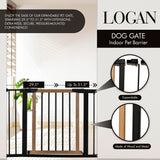 NMN Designs Logan Dog Gate - Indoor Pet Barrier and Wooden Dog Gate with Walk Through Swinging Door - Pressure Mounted for Walls and Stairs - Puppy Gates for The House - Expandable 29.5" to 51.5" NMN Designs