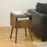 MaxSmeo Small Nightstand with Drawer, Mid Century Modern Bedside Table for Bedroom and Small Spaces, Solid Wood Legs, Easy Assembly, Rustic Brown MaxSmeo