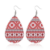 Christmas Faux Leather Earrings for Women Teardrop Dangle Earrings Plaid Petal Drop Earring Xmas Jewelry Accessory Gifts 16 Pairs AIDSOTOU