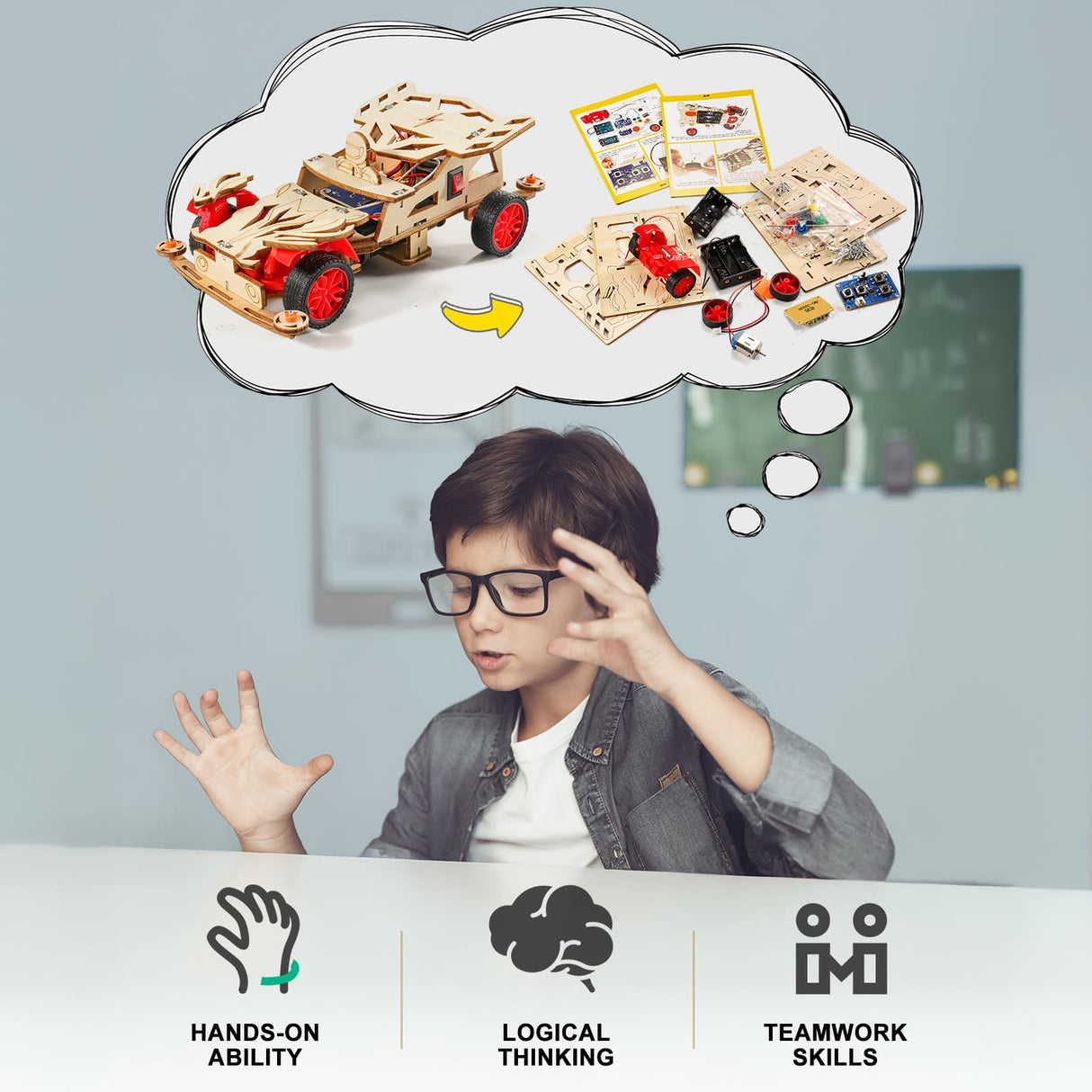 STEM Kits for Kids Ages 8-10, Remote Control Car Model Building Kit for Boys 8-12, Wooden 3D Puzzles 8-13, Wood Science Crafts Projects, STEM Toys Gifts for 8 9 10 11 12 13 14 Year Old Teen Boys Girls Yutin