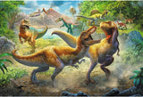 Trefl Fighting Tyrannosaurs 160 Piece Jigsaw Puzzle Red 16"x11" Print, DIY Puzzle, Creative Fun, Classic Puzzle for Adults and Children from 5 Years Old Trefl